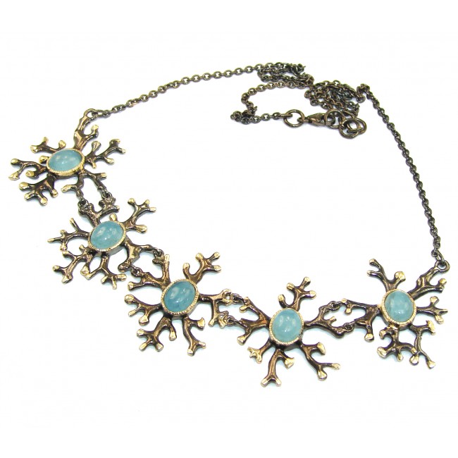 Secret Beauty Blue Aquamarine & Blue Topaz Gold over Sterling Silver handcrafted necklace