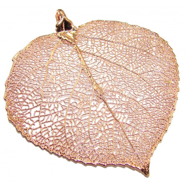 Stylish Deeped In Copper Real Leaf Sterling Silver Pendant