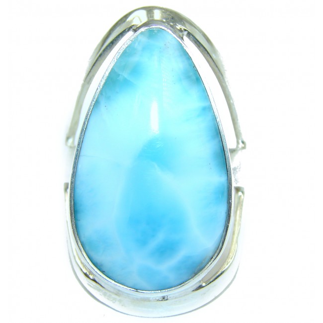 LARGE Natural Larimar .925 Sterling Silver handcrafted Ring s. 8
