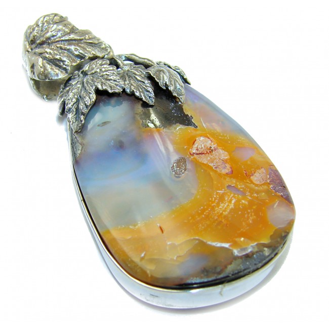 Perfection Authentic Australian Boulder Opal .925 Sterling Silver handmade Pendant