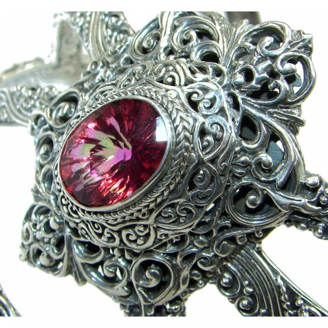 Where There Is Love 77.5 grams Raspberry Topaz .925 Sterling Silver handcrafted Bracelet / Cuff