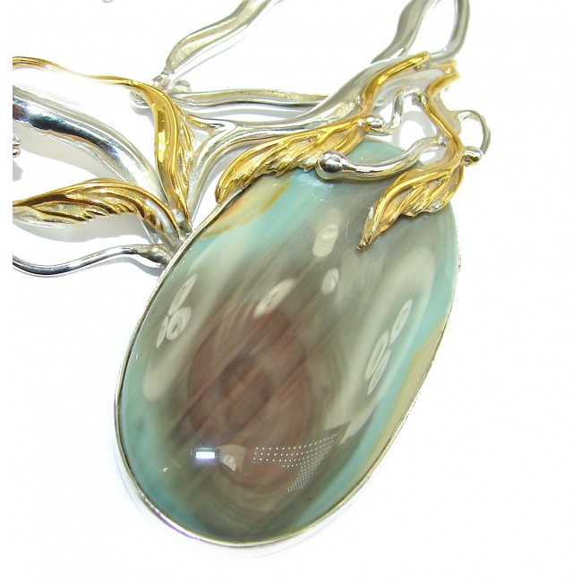 One of the kind Genuine Imperial Jasper 14K Gold over .925 Sterling Silver handmade necklace