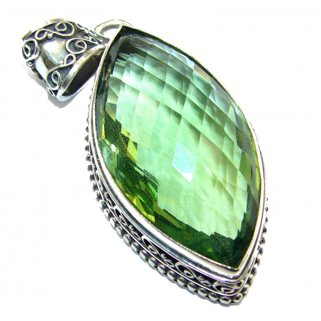 HUGE Green Quartz .925 Sterling Silver handcrafted pendant