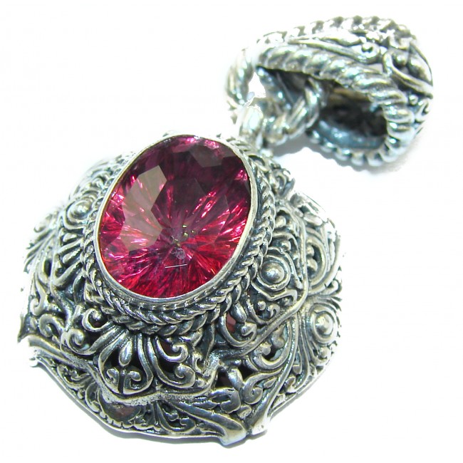Volcano of positive Energy Pink Topaz .925 Sterling Silver Poison Pendant