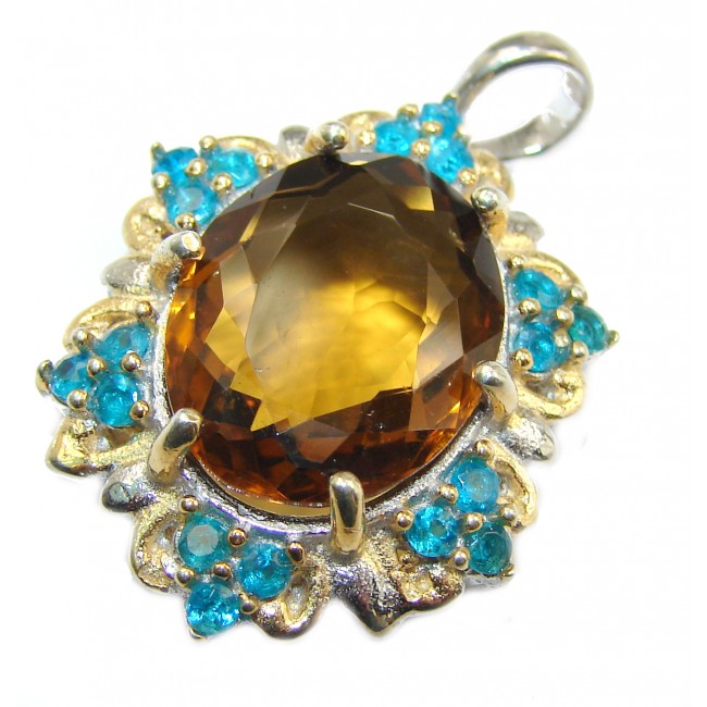 Precious Champagne Topaz 14k Gold over .925 Sterling Silver handcrafted Pendant