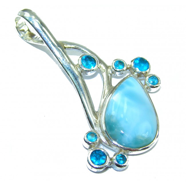 Natural Larimar .925 Sterling Silver handcrafted pendant