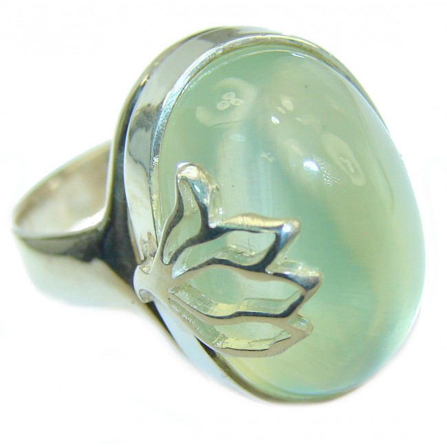 Natural Moss Prehnite .925 Sterling Silver handmade ring s. 7