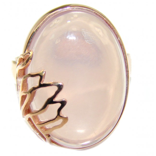Authentic Rose Quartz 18K Gold over .925 Sterling Silver handcrafted ring s. 7 adjustable