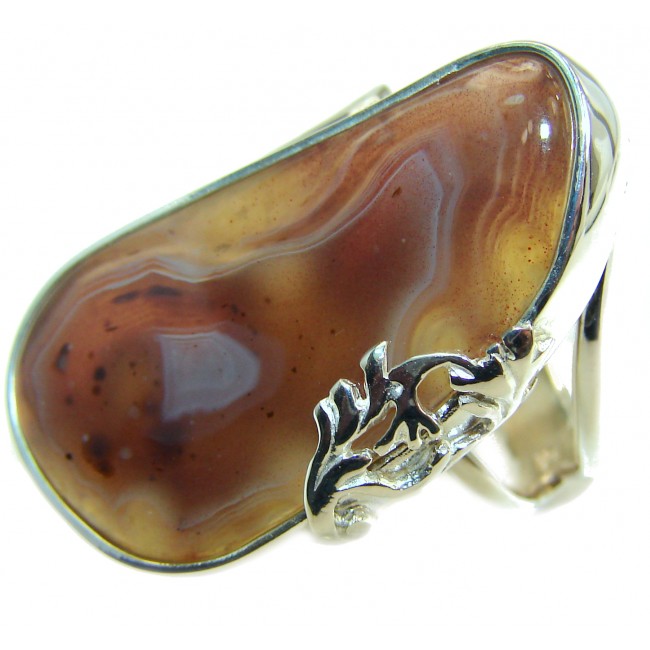 Simplicity Scentic Montana Agate .925 Sterling Silver Ring s. 7 adjustable