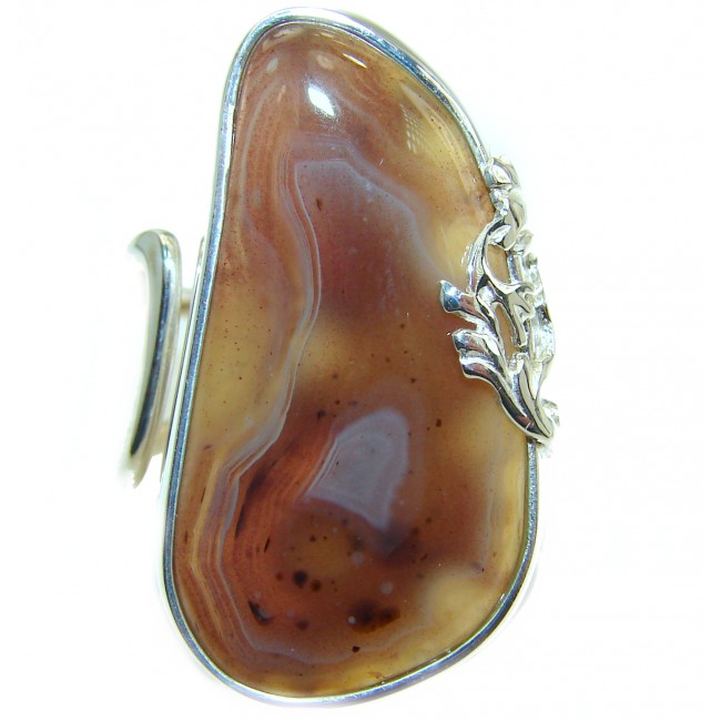 Simplicity Scentic Montana Agate .925 Sterling Silver Ring s. 7 adjustable