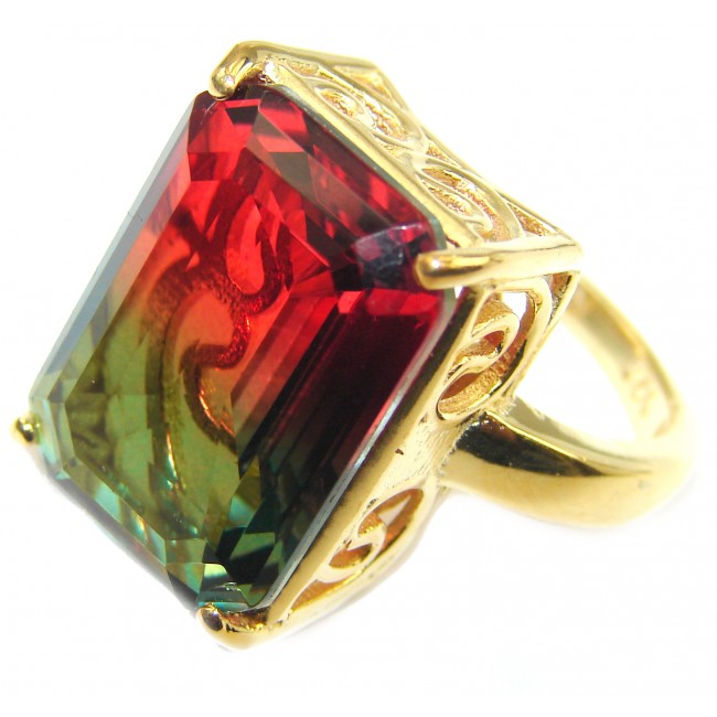 HUGE Top Quality Magic Volcanic Tourmaline color Topaz .925 Sterling Silver handcrafted Ring s. 7 1/4
