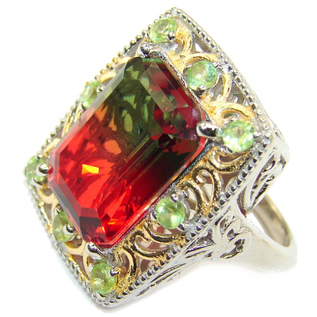 Huge Top Quality Volcanic Pink Tourmaline color Topaz .925 Sterling Silver handcrafted Ring s. 9