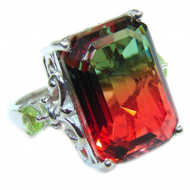 HUGE Top Quality Magic Volcanic Pink Tourmaline Topaz .925 Sterling Silver handcrafted Ring s. 6 1/2