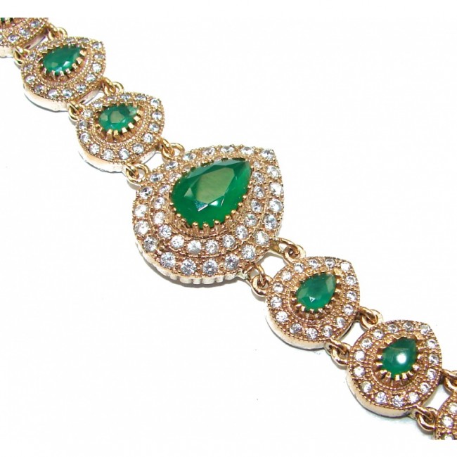 Created Emerald 14K Gold over .925 Sterling Silver handcrafted Bracelet