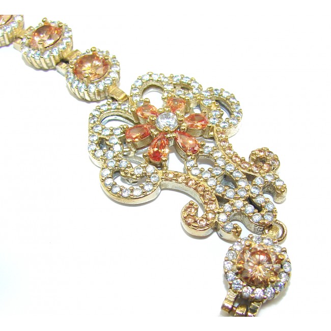 created golden Sapphire 14K Rose Gold over .925 Sterling Silver handcrafted Bracelet