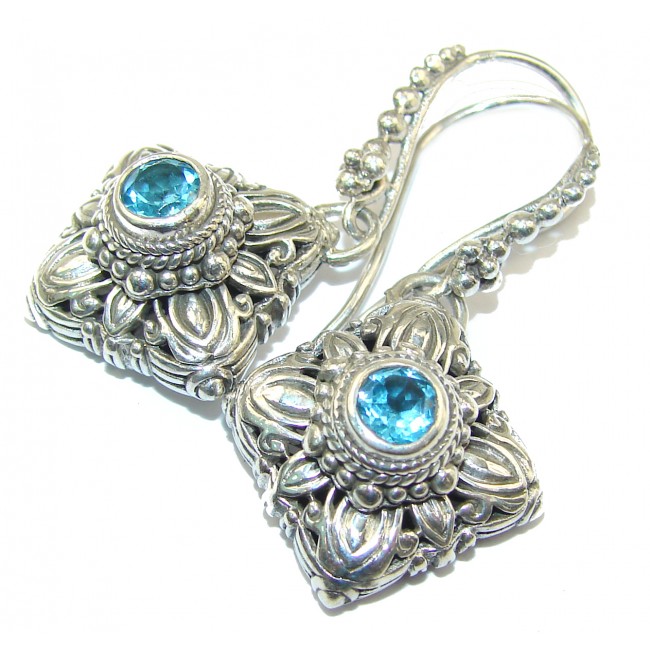 Blue Legacy Swiss Blue Topaz .925 Sterling Silver handmade earrings