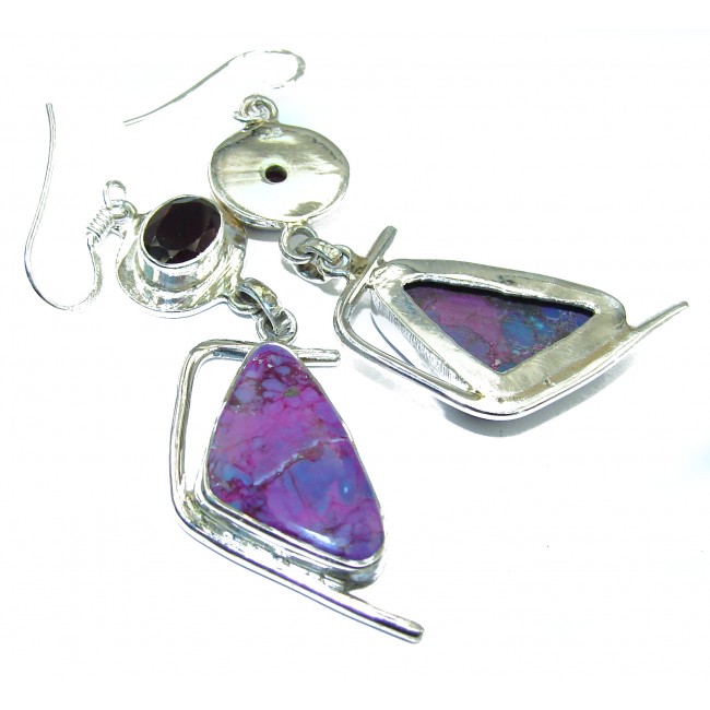 Sublime purple Turquoise .925 Sterling Silver handmade earrings