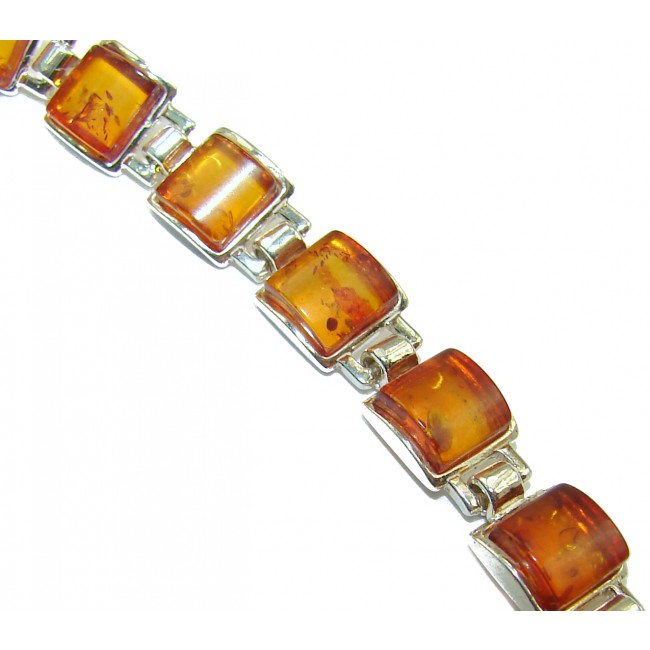 Beautiful Cognac Baltic Polish Amber .925 Sterling Silver handcrafted Bracelet