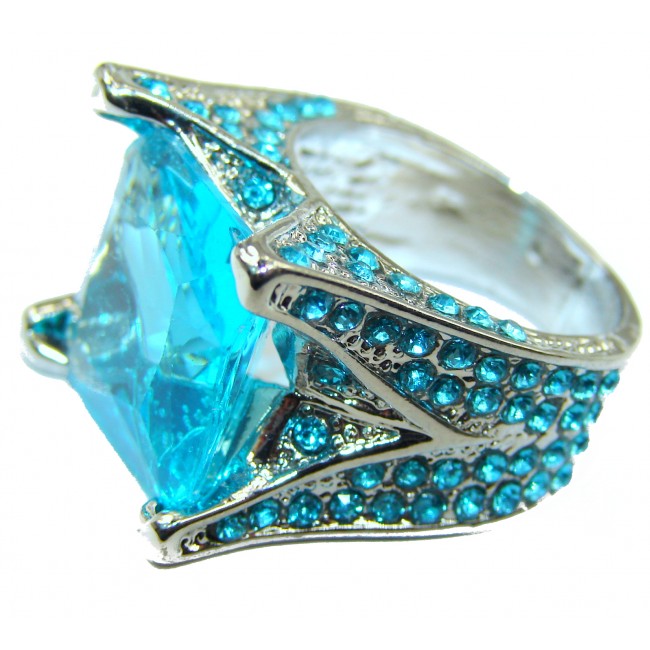 Energizing Swiss Blue Topaz .925 Sterling Silver handmade Ring size 7 1/4