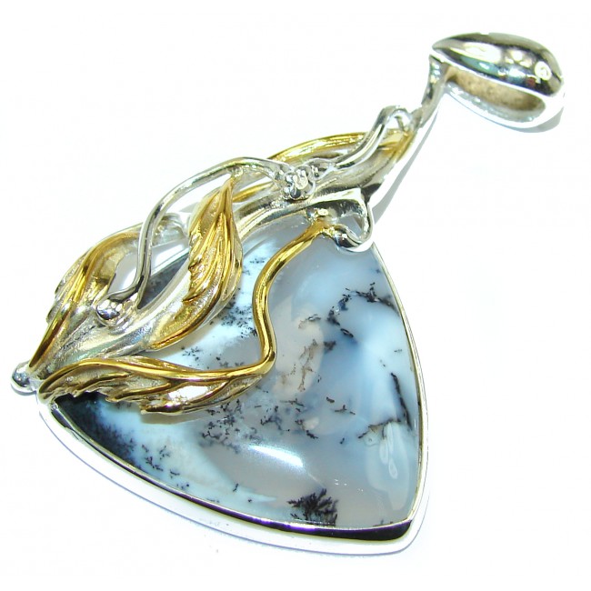 Perfect quality Dendritic Agate 18K Gold over .925 Sterling Silver handmade Pendant