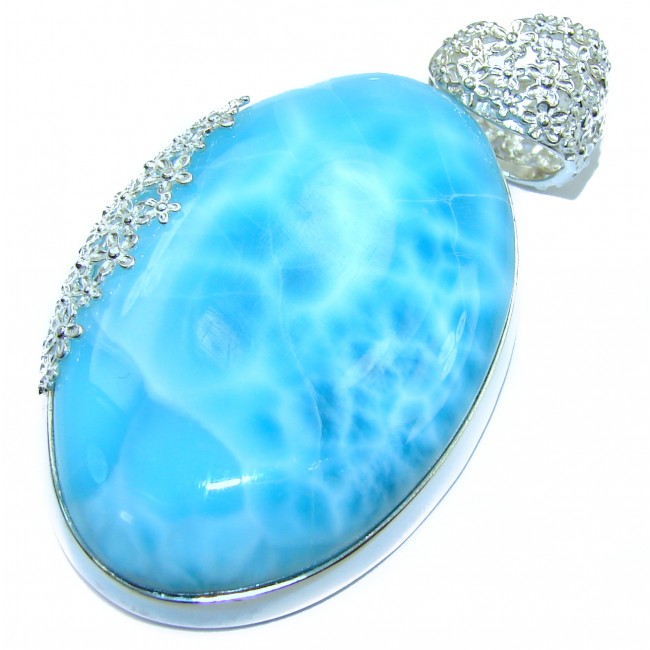 FABULOUS quality Natural Larimar .925 Sterling Silver handcrafted pendant