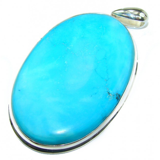 HUGE Exquisite Sleeping Beauty Turquoise .925 Sterling Silver handmade Pendant