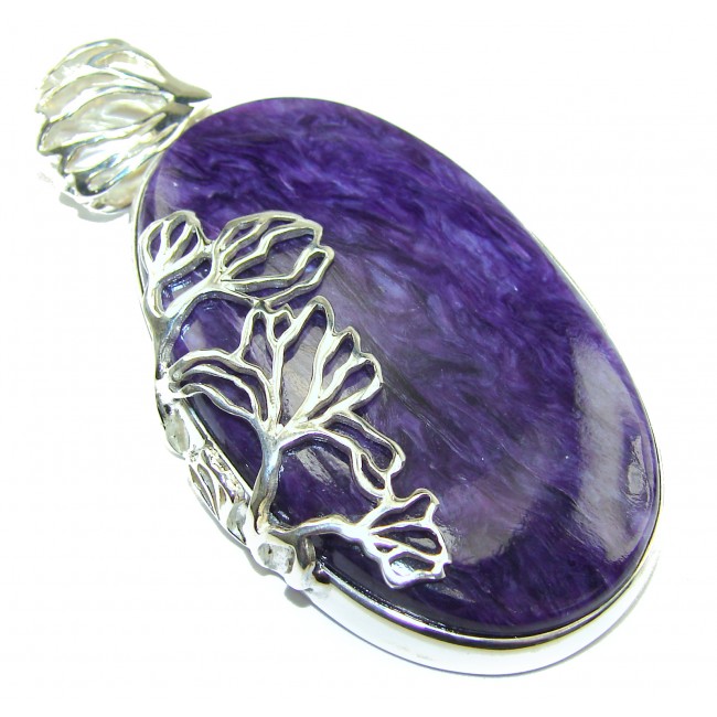 Bold Siberian Charoite .925 Sterling Silver handcrafted Pendant