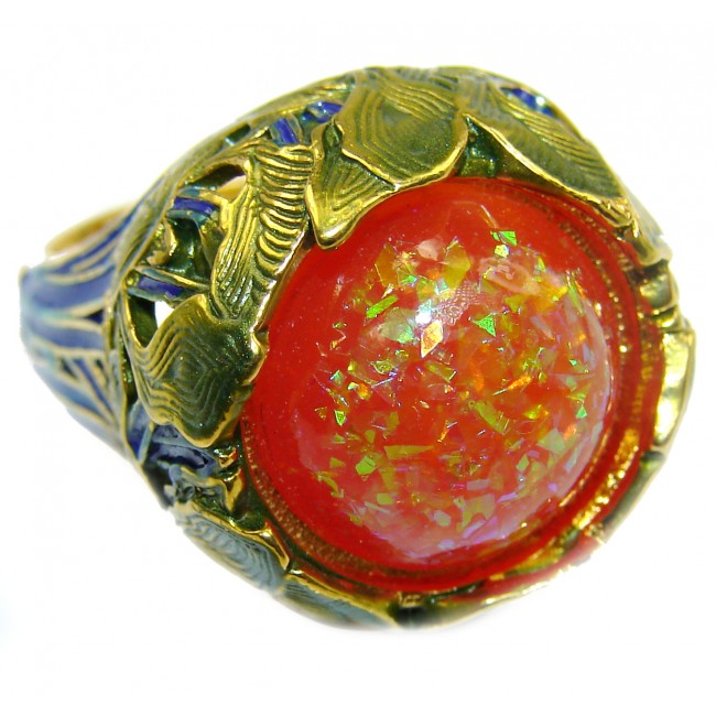 Dichroic Glass .925 Sterling Silver handmade ring size 7 1/2