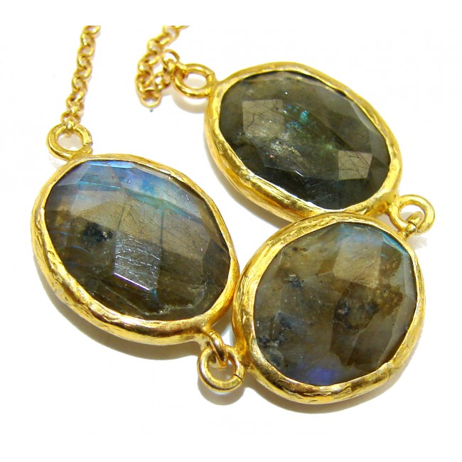 Natural Beauty Labradorite 18K Gold over Sterling Silver handcrafted necklace