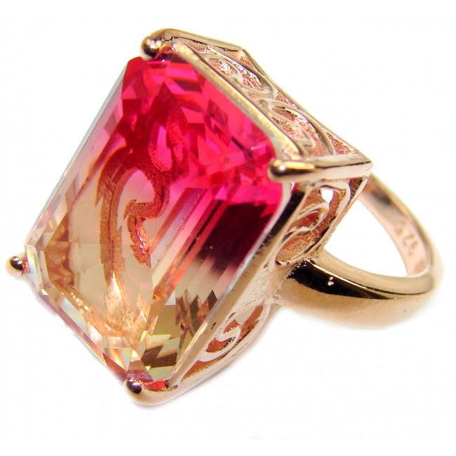 Genuine 25ct Pink Tourmaline color Topaz .925 Sterling Silver handcrafted ring; s. 7 3/4