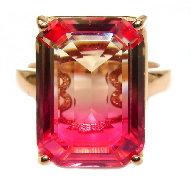 Genuine 25ct Pink Tourmaline color Topaz .925 Sterling Silver handcrafted ring; s. 7 3/4