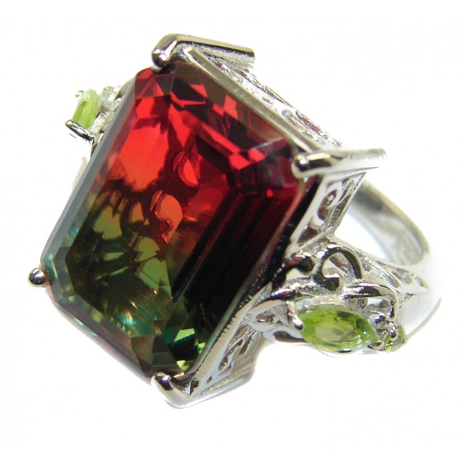 HUGE Top Quality Magic Volcanic Pink Tourmaline Topaz .925 Sterling Silver handcrafted Ring s. 7 1/4