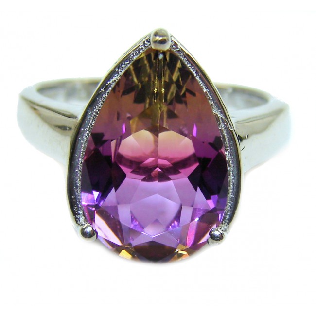 Genuine 25ct Ametrine .925 Sterling Silver handcrafted ring; s. 7 1/4