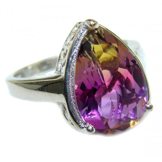 Genuine 25ct Ametrine .925 Sterling Silver handcrafted ring; s. 7 1/4