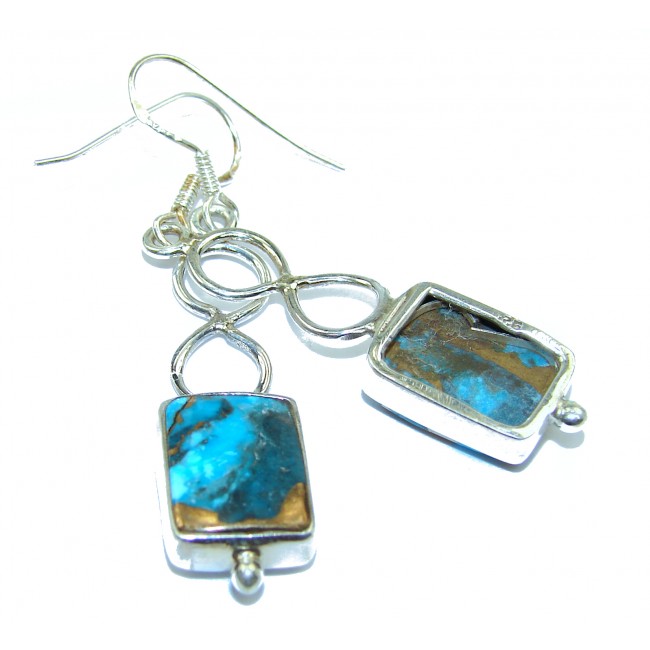 Perfect genuine Blue Turquoise .925 Sterling Silver handmade earrings