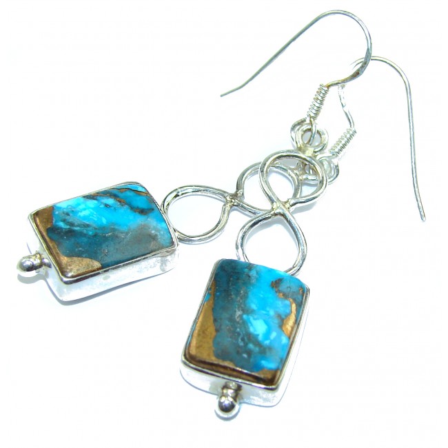Perfect genuine Blue Turquoise .925 Sterling Silver handmade earrings