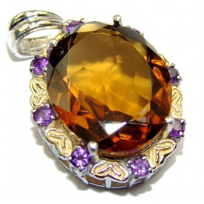 Precious Champagne Topaz 14k Gold over .925 Sterling Silver handcrafted Pendant