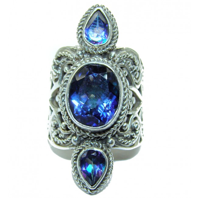 Incredible London Blue Topaz .925 Sterling Silver handcrafted Ring s. 6 1/4