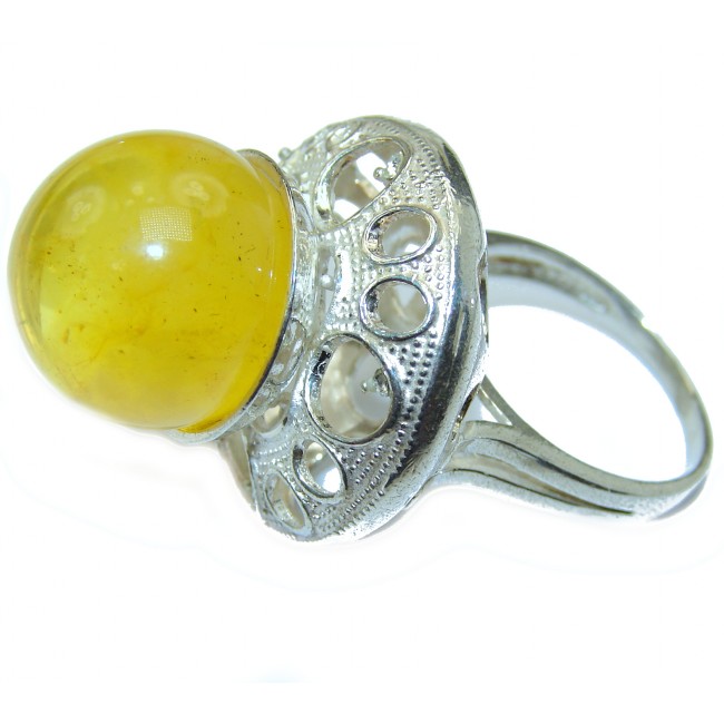Huge Genuine Butterscotch Baltic Amber .925 Sterling Silver handmade Ring size 8 1/4