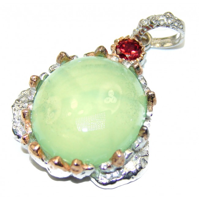 Pure Perfection Natural Moss Prehnite .925 Sterling Silver handmade Pendant
