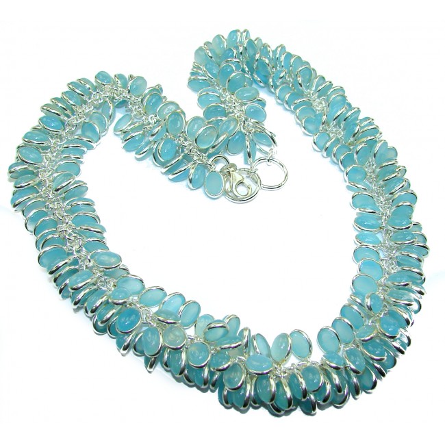Aura Of Beauty Genuine Chalcedony Agate .925 Sterling Silver handmade cha-cha necklace