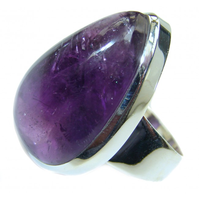 Spectacular genuine Amethyst .925 Sterling Silver handcrafted Ring size 10