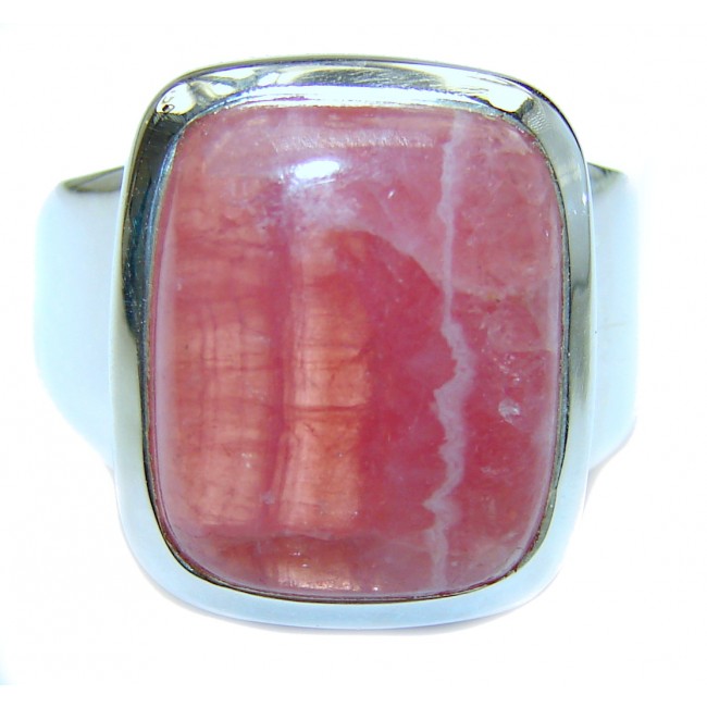 Authentic Rhodochrosite .925 Sterling Silver handmade ring size 8