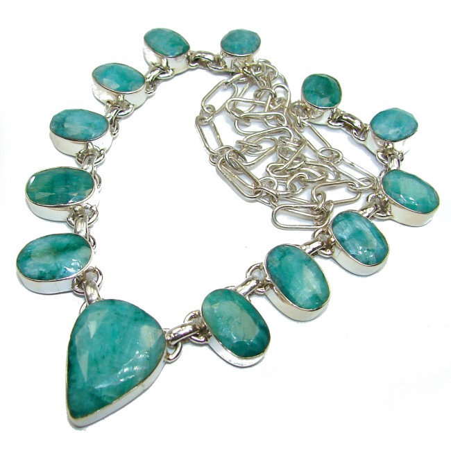 Incredible Green Emerald .925 Sterling Silver necklace