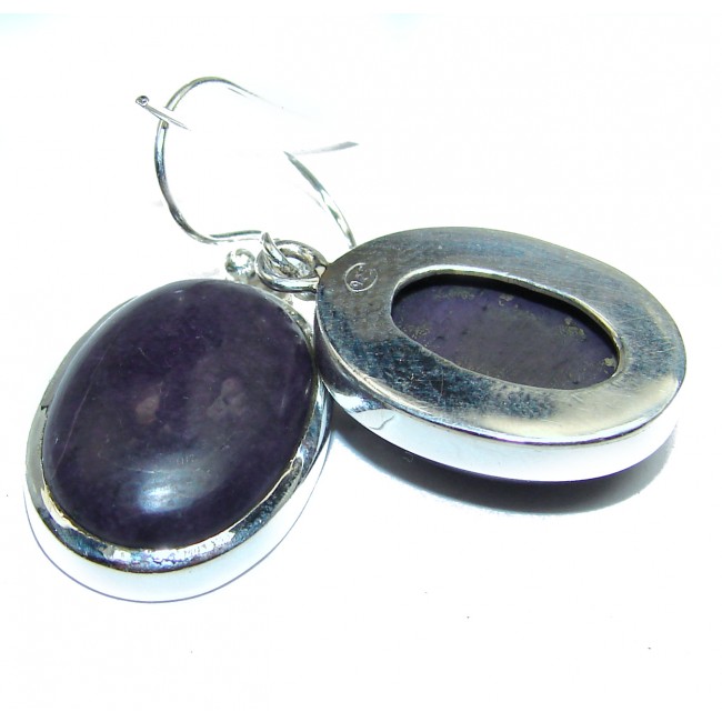 Perfect Natural Sugalite .925 Sterling Silver handmade earrings