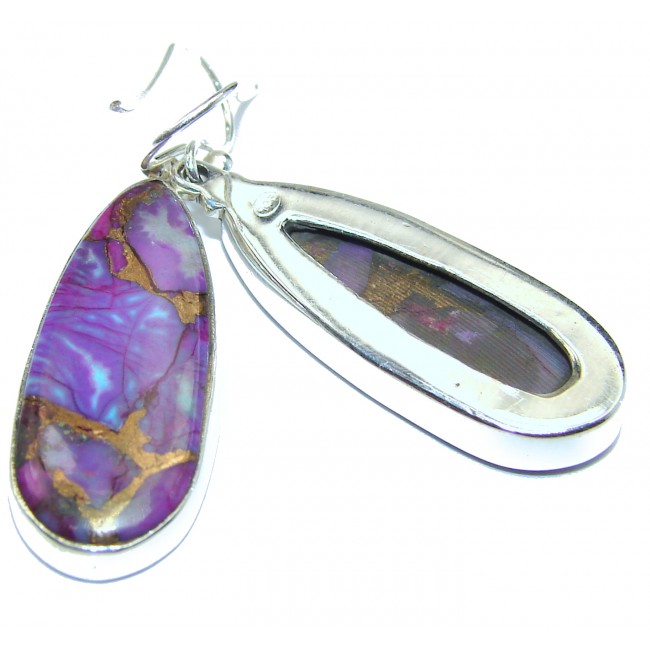 Sublime purple Turquoise .925 Sterling Silver handmade earrings