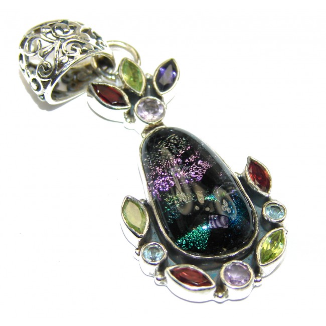 Mexican Dichroic Glass .925 Sterling Silver handmade Pendant