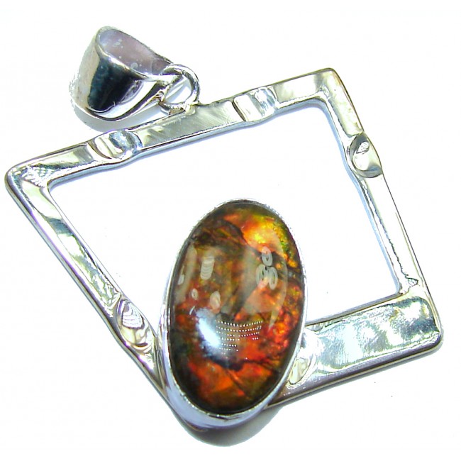 Orange Aura Fire Ammolite .925 Sterling Silver handcrafted earrings