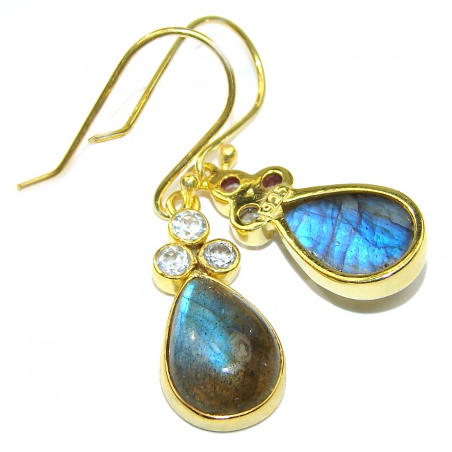 Perfect Modern Fire Labradorite .925 Sterling Silver handcrafted earrings