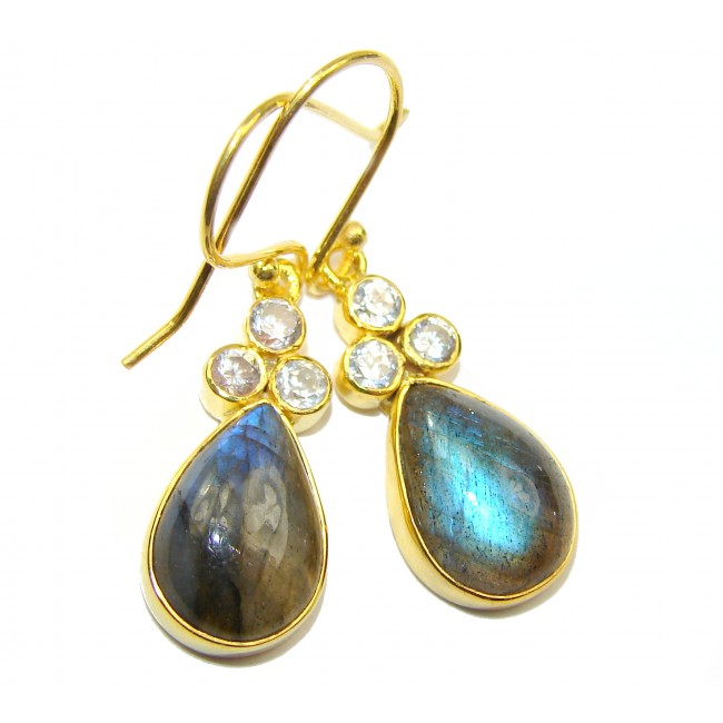 Perfect Modern Fire Labradorite .925 Sterling Silver handcrafted earrings